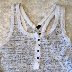 Free People white & charcoal cotton tank XS